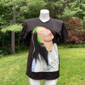 Billie Eilish Bad Guy green/black hair look T-shirt size L